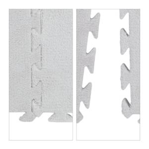 Flauschiger Puzzleteppich im 9er Set Grau - Kunststoff - Textil - 30 x 1 x 30 cm