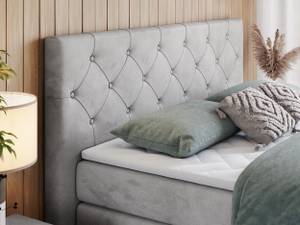 Boxspringbett KING VELEN Silber / Grau - Silbergrau - Breite: 220 cm - H3 - Textil