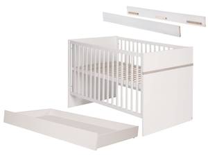 Babybett Komplettset Moritz 3-teilig Weiß - Holzwerkstoff