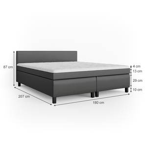 Lit boxspring Philly Gris - Bois manufacturé - 207 x 87 x 180 cm