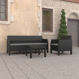 Garten-Lounge-Set Grau - Kunststoff - Polyrattan - 65 x 76 x 181 cm