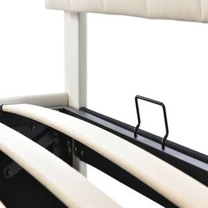 Polsterbett mit LED Theia Ⅲ Weiß - Holzwerkstoff - Metall - Massivholz - Kunstleder - Textil - Holzart/Dekor - 145 x 107 x 203 cm