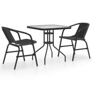 Gartenmöbel-Set Schwarz - Metall - Kunststoff - 70 x 70 x 70 cm