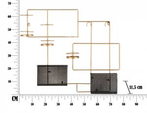 Eleganter Wandflaschenhalter Gold - Metall - 77 x 66 x 12 cm