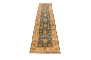 Tapis de couloir Ziegler XXXI Bleu - Textile - 61 x 1 x 303 cm