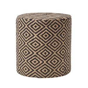 Designer Hocker Ottoman Pouf rund Schwarz - Textil - 40 x 42 x 40 cm