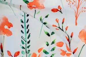 Vorhang orange weiß Floral Küche Orange - Textil - 140 x 245 x 1 cm