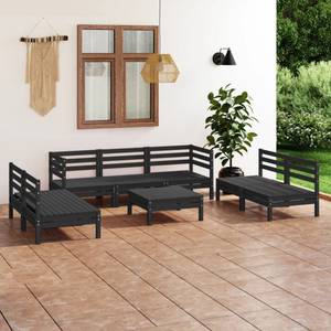 Salon de jardin Noir - Bois massif - Bois/Imitation - 64 x 29 x 64 cm