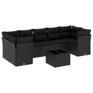 Gartensitzgruppe K2908(8-tlg) Schwarz - Massivholz - 69 x 62 x 62 cm