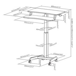 Laptoptisch LUMFWS07-7_WIT Weiß - Metall - 80 x 120 x 63 cm