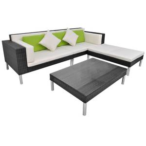 Gartenmöbel-Set (4-teilig) 294024 Schwarz - Metall - Polyrattan - 68 x 29 x 100 cm