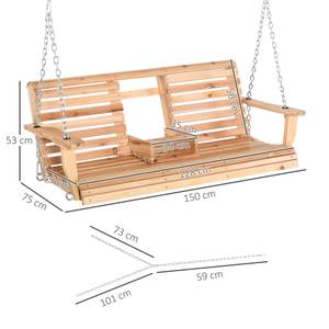 Hängebank 84A-147ND Braun - Massivholz - 75 x 53 x 150 cm