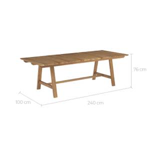 Table de jardin Budi Marron - Bois massif - 240 x 75 x 100 cm