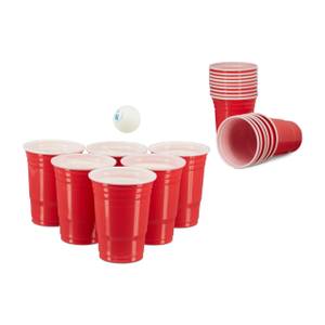 Beer Pong Becher 50er Set Rot - Weiß - 9 x 43 x 9 cm