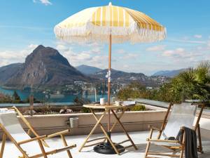 Parasol droit MONDELLO Chêne clair - Blanc - Jaune