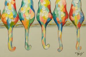 Bild handgemalt A Pride of Housecats Massivholz - Textil - 120 x 60 x 4 cm