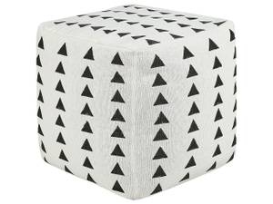 Pouf TARODI Noir - Blanc - Fibres naturelles - 45 x 45 x 45 cm