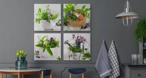 Set De Tableaux HERBES Fleurs Nature 60 x 60 x 60 cm