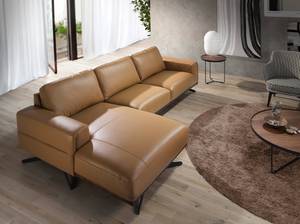 Ecksofa links 6161 Beige - Echtleder - Textil - 333 x 81 x 168 cm