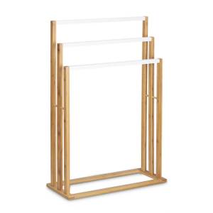 Porte-serviettes 3 barres en bambou Marron - Blanc - Bambou - 54 x 82 x 24 cm