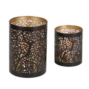 Orientalisches Windlicht Ancona 2er Set Schwarz - Metall - 10 x 14 x 10 cm