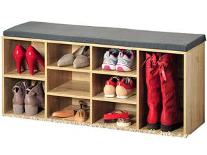 Schuhschrank mit Sitzkissen Beige - Holzwerkstoff - 104 x 48 x 30 cm