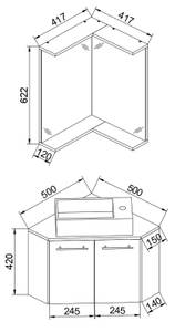 Table de toilette VilosaSet de 3 Blanc