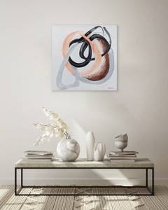 Tableau peint Complementary Trio Blanc - Bois massif - Textile - 80 x 80 x 4 cm