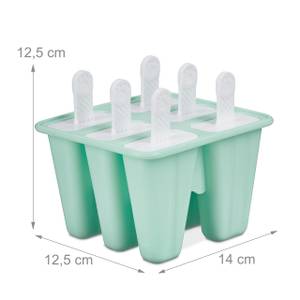 6 Eisformen aus Silikon Türkis - Weiß - Kunststoff - 14 x 13 x 13 cm
