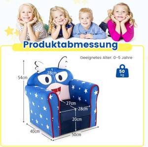 Kindersessel HY10204BL Blau - Massivholz - 40 x 54 x 50 cm