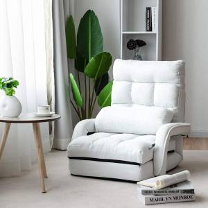 Klappsofa Bodenstuhlsofa Weiß - Textil - 56 x 70 x 54 cm