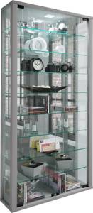 Wandvitrine Glasvitrine Vitrosa Spiegel Silber / Grau - Silbergrau - Weiß - Holzwerkstoff