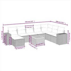 Gartensitzgruppe K3871(9-tlg) Grau - Massivholz - 69 x 62 x 62 cm