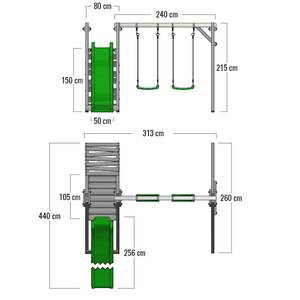 Kinderschaukel JollyJay Grün - Massivholz - 440 x 215 x 313 cm