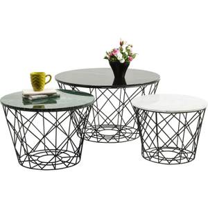 Tables basses East (lot de 3) Noir - Pierre - 80 x 46 x 80 cm