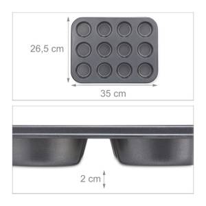 12er Muffinform im 2er Set Grau - Metall - 35 x 2 x 27 cm