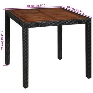 Garten-Essgruppe (5-teilig) 43934 Schwarz - Kunststoff - Polyrattan - 80 x 75 x 80 cm