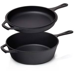 Cocotte gusseisen Bräter 3,5L - 2in1 Schwarz - Metall - 29 x 14 x 45 cm