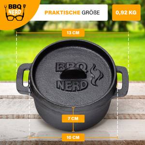 6x Mini Dutch Oven Gusseisentopf 11x5cm Schwarz - Metall - 12 x 16 x 37 cm