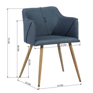 Esszimmerstühle ALD BE OAK (2er-Set) Blau - Textil - 53 x 75 x 54 cm