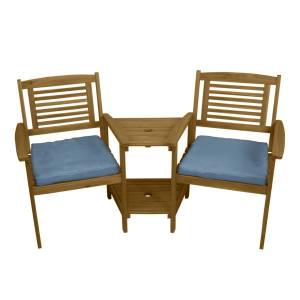 Loveseat Gartenbank mit Kissen Braun - Massivholz - Holzart/Dekor - 164 x 87 x 59 cm