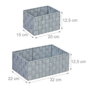 Lot de 3 paniers de rangement Gris - Métal - Matière plastique - 32 x 13 x 22 cm