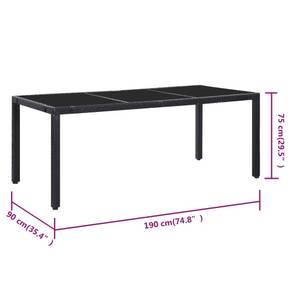 Garten-Essgruppe (9-teilig) 3001262-1 Schwarz - Kunststoff - Polyrattan - 90 x 75 x 190 cm