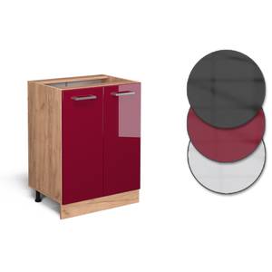 Meuble bas de cuisine R-Line 37136 Bordeaux brillant - Imitation chêne truffier de sonoma