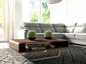 Couchtisch aus Nussbaumholz Braun - Metall - Massivholz - Holzart/Dekor - 120 x 36 x 60 cm