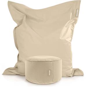 2er Set XXL Sitzsack 140x180cm + Hocker Creme