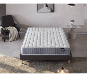 Bett+Taschenfederkernmatratze 160x200cm Grau - Naturfaser - 160 x 53 x 200 cm