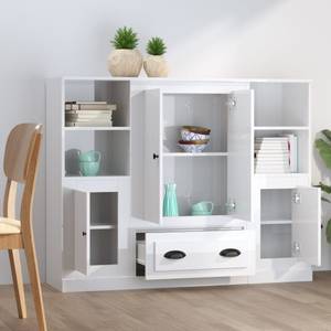 Highboard 3er Set DE7587 Hochglanz Weiß