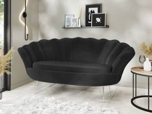 2-Sitzer Samt Muschel Sofa Cara Schwarz - Silber