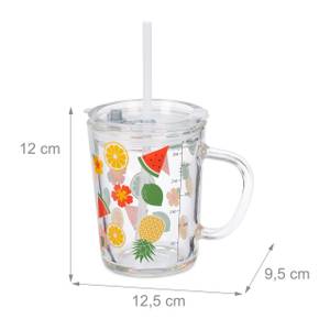 2x verres pour enfant motif de fruits Orange - Rouge - Verre - Matière plastique - 13 x 12 x 10 cm